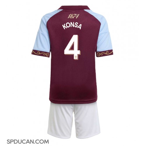 Dječji Nogometni Dres Aston Villa Ezri Konsa #4 Domaci 2025-26 Kratak Rukav (+ Kratke hlače)